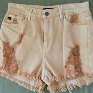 Stylish Golden Yellow Frayed Women's Shorts
